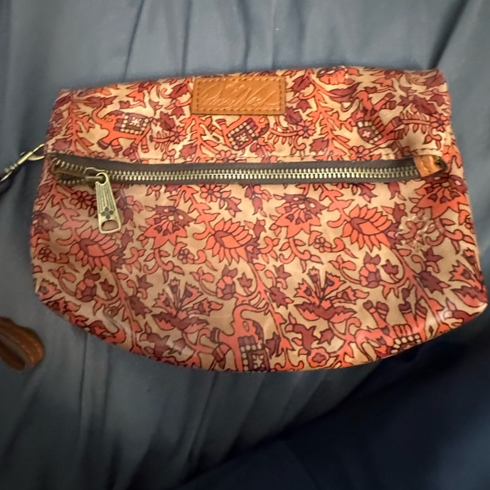 Patricia Nash Pink and Tan Floral Print Wristlet